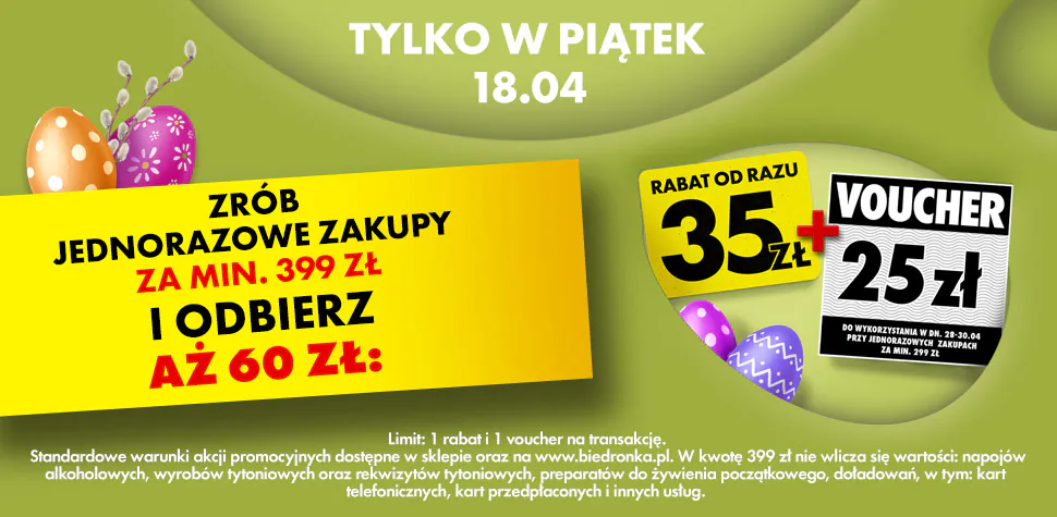 Wielka promocja w Biedronce tylko w piątek 18 kwietnia – zyskaj aż 60 zł na święta